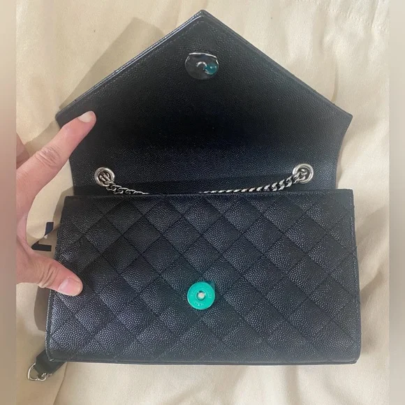 YSL Grain De Poudre Textured Mixed Matelasse Triquilt Small Monogram Satchel - Picture 6 of 16